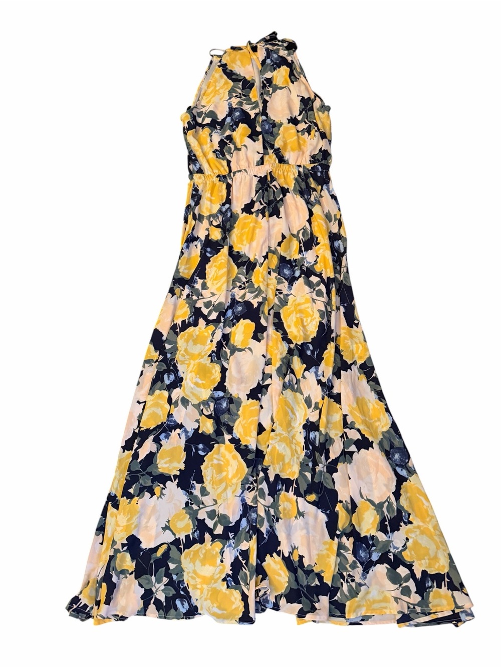 Women’s Yellow Floral Halter Maxi Dress
